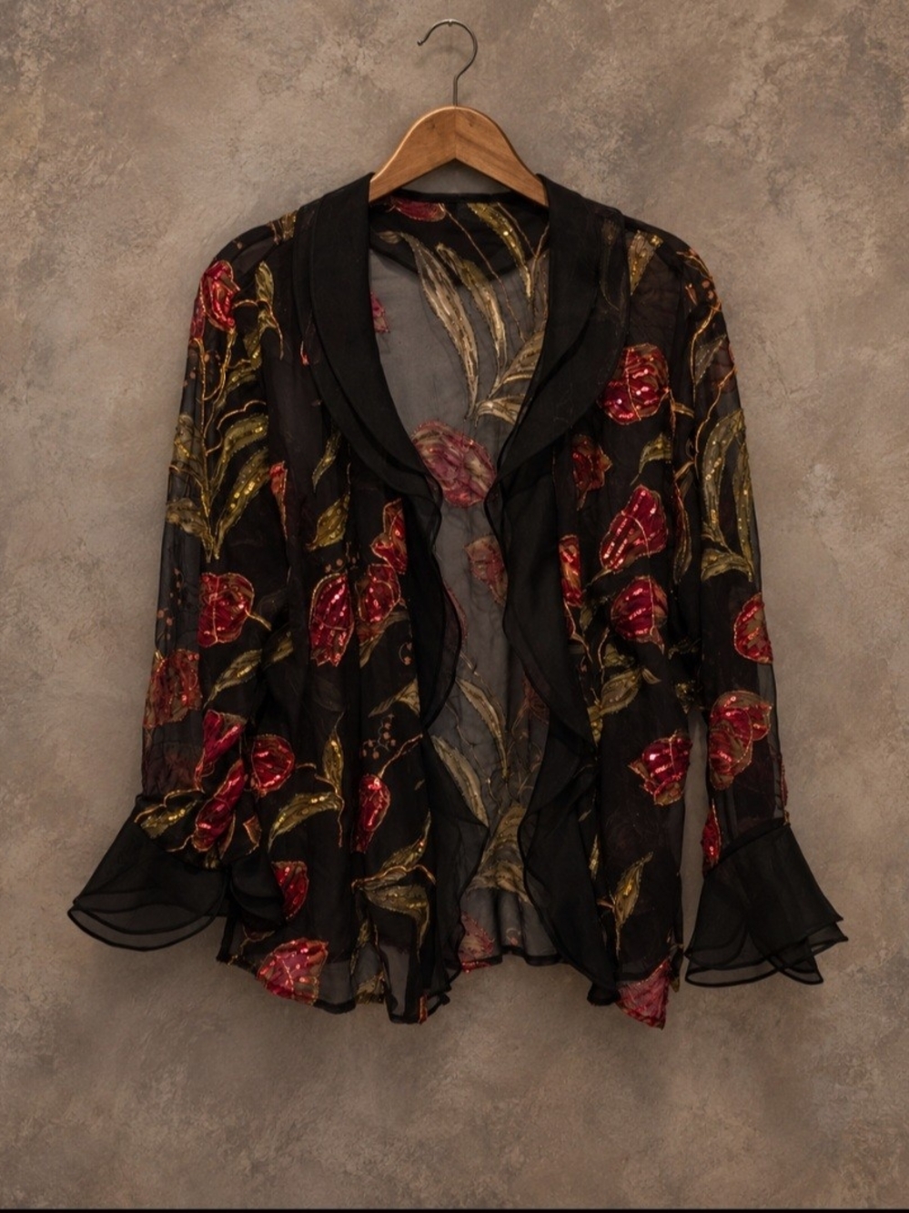 Stunning Vintage Late 90s / Early 2000s Sheer Open-Front Jacket Topper